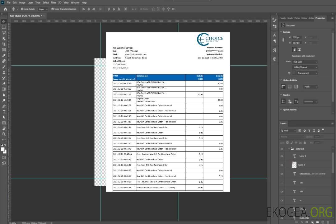 Relevé de la Belize Choice Bank template Relevé de la Belize Choice Bank template